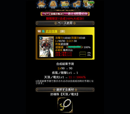 合成前の得られる経験値
