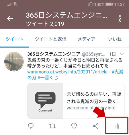 Twitter でインプレッションを確認する方法