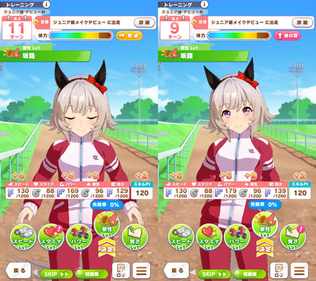 根性のトレーニングでのやる気の上昇値の違い